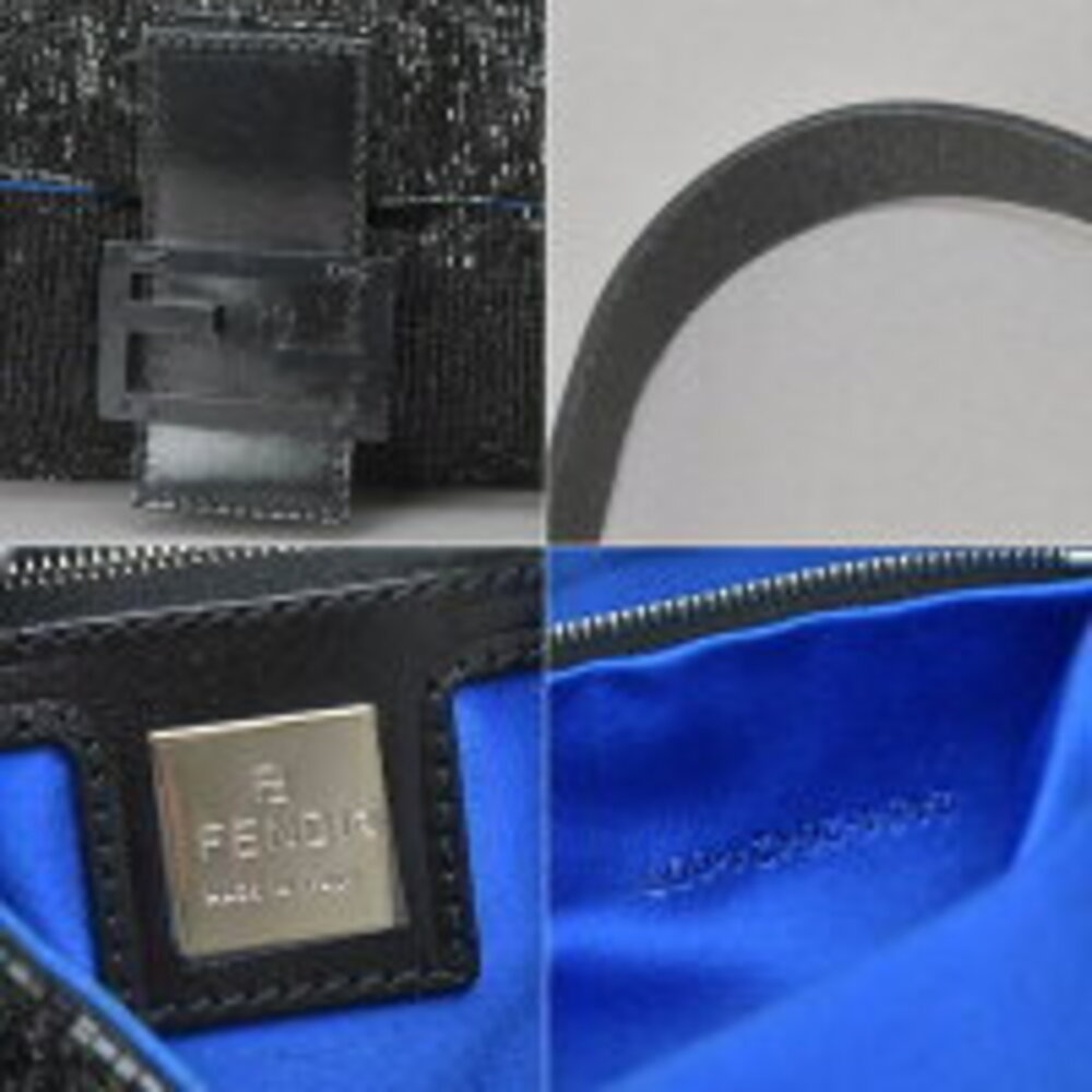 FENDI Beaded Mamma Bucket Handbag Black Leather Shoulder Bag Embroidery Rare - Picture 10 of 10